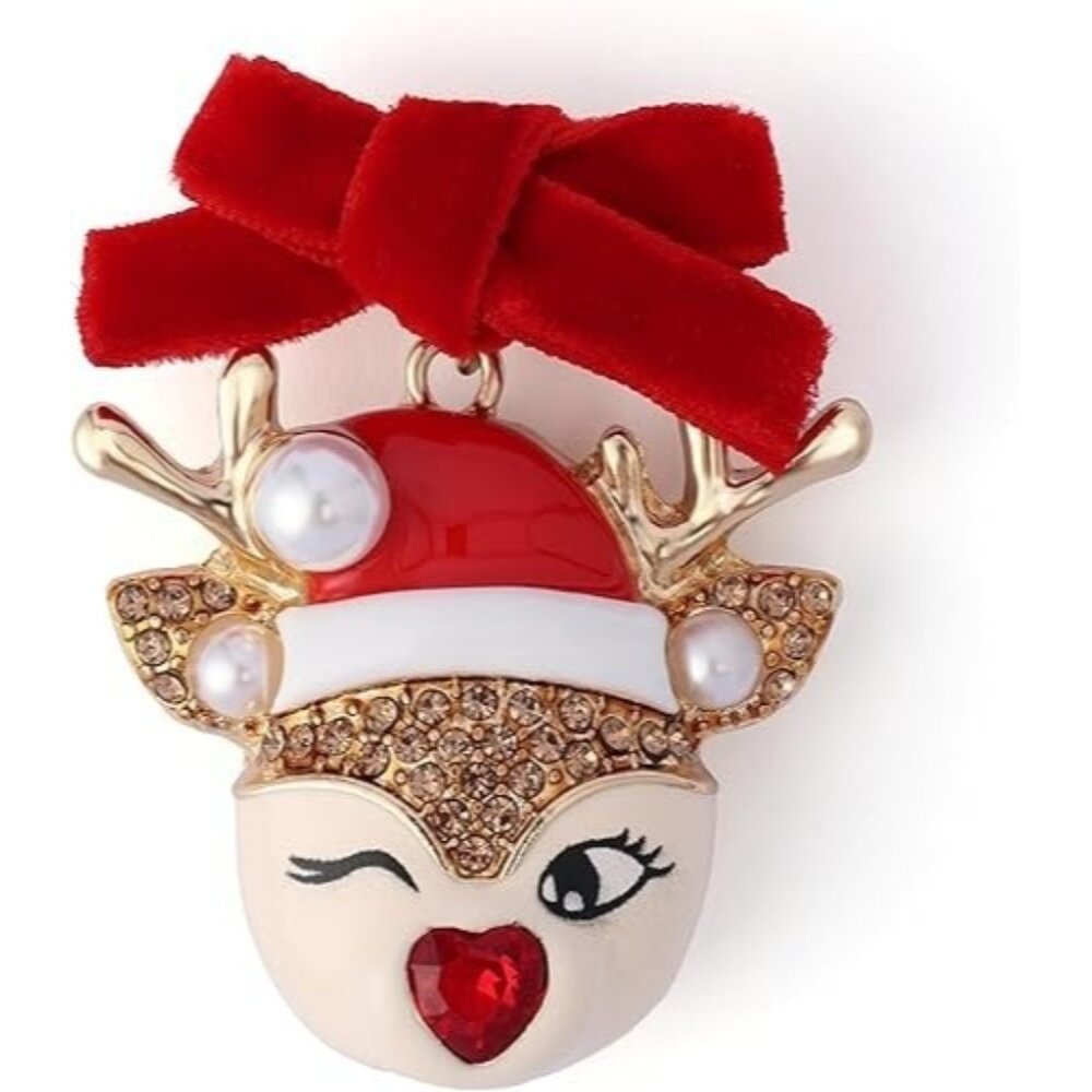 Betsey Johnson Holiday Christmas Santa Baby Reindeer Brooch